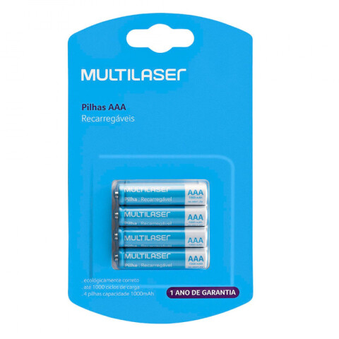 Pilas AAA recargables X4 1000MAH Multilaser Pilas AAA recargables X4 1000MAH Multilaser