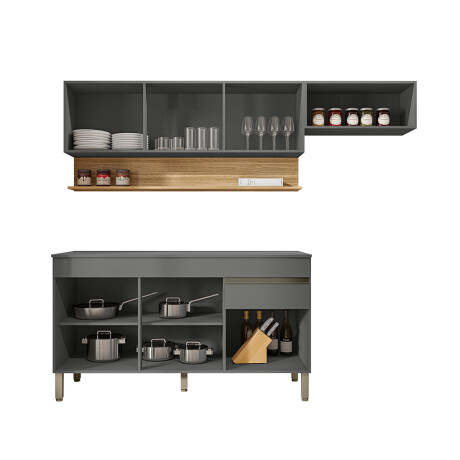 Modulos De Cocina En Color Gris Incluye 3 Modulos Y Mesada GRIS