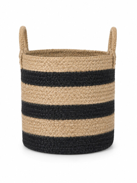 CANASTO DE YUTE A RAYAS MULTICOLOR