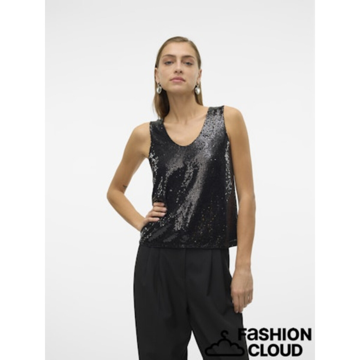 VMKAJE SL V-NECK TOP JRS GA - B-24 2 Black-Silver 