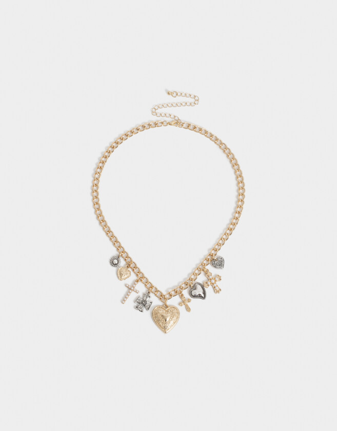 Collares Cortos Multi dijes Collar Corto Multidijes Biplating - Dorado