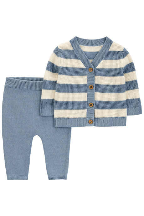 Set dos piezas de algodón, pantalón y saco, diseño a rayas Sin color