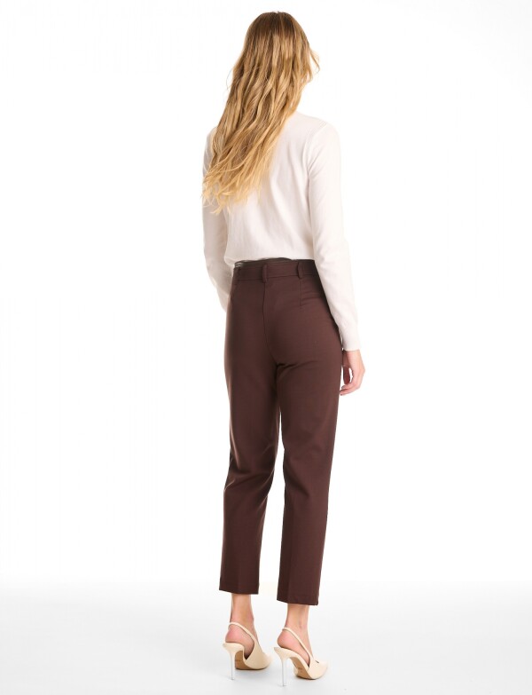 Pantalon Ankle Eco Cuero MARRON