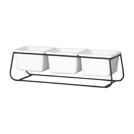 Set de 3 macetas Selecta en cerámica con base de metal Negra
