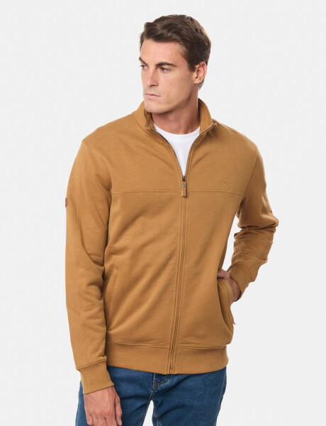 CAMPERA DE FELPA CUELLO ALTO Mostaza