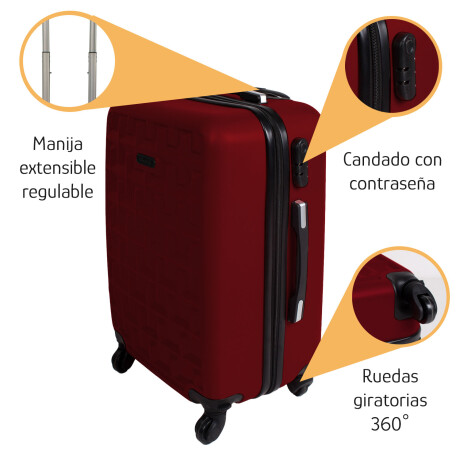 Valija Mediana Rígida 4 Ruedas 360° Candado Integrado Bordó