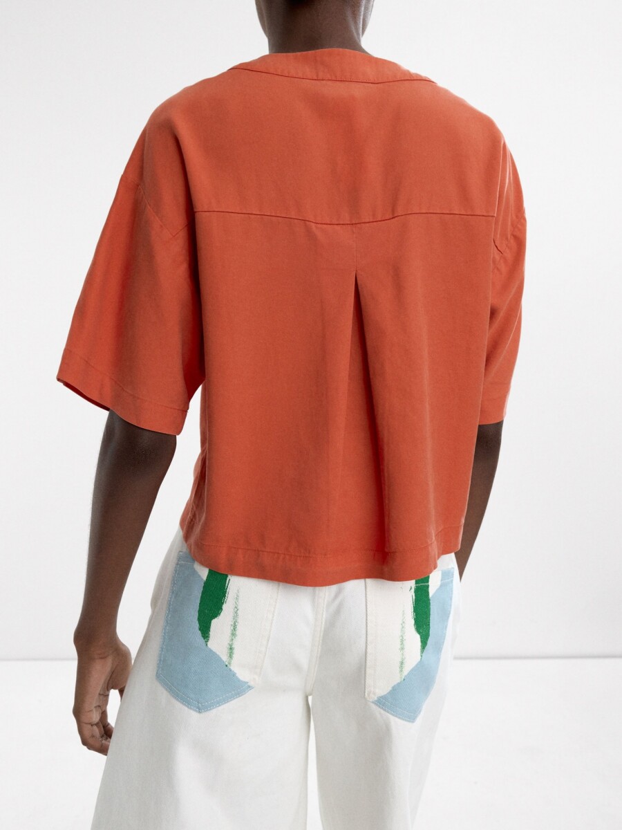 Camisa Manga Corta 100% Lyocell naranja