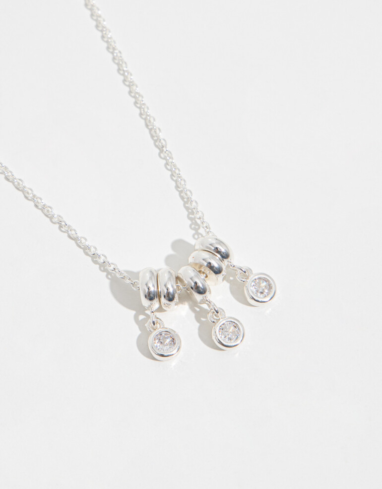 Cadena Corta con Dije Strass Collar Con Dije De Cubic Zirconia - Plateado