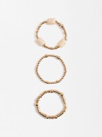 Set De Pulseras Elásticas Con Resina beige