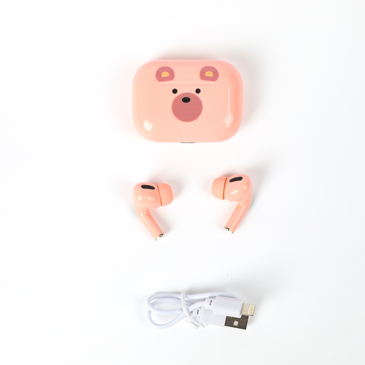 Auriculares bluetooth in ear diseño oso rosado con estuche 