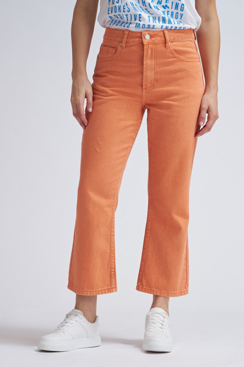 Pantalón de jean cropped flare Naranja