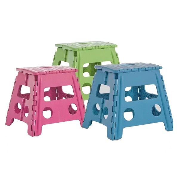Banco Plegable Multiuso Resistente Banquito 32 Cm Alto 90 Kg Color Variante Azul