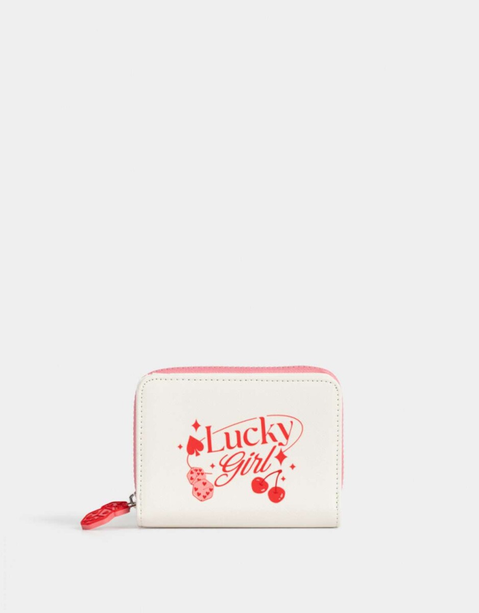 Billetera Cuerina Estampada - Blanco Crudo 