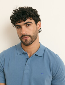 520752 REMERA HARRINGTON LABEL Azul Piedra Melange