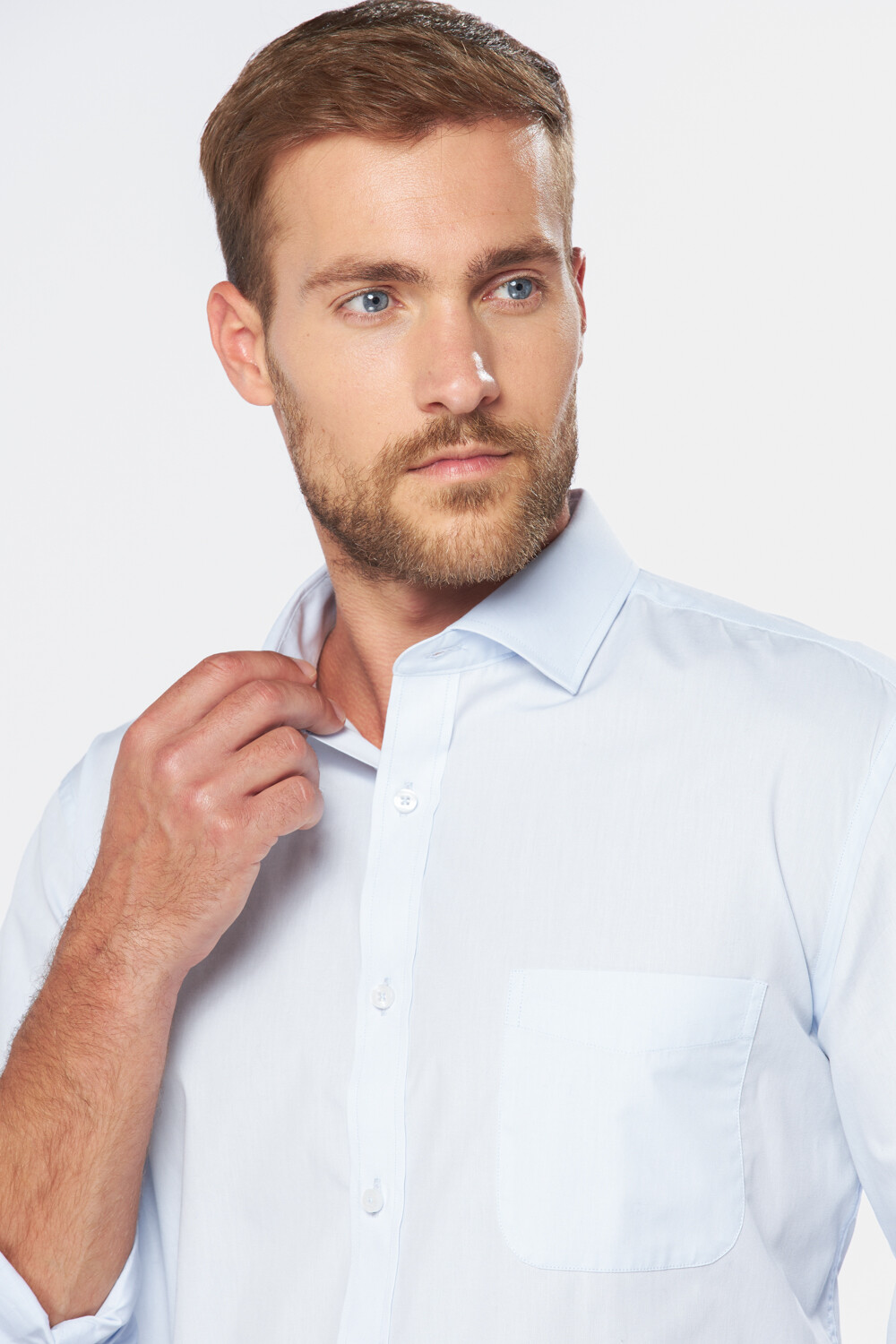 CAMISA LISA DE VESTIR Celeste Claro