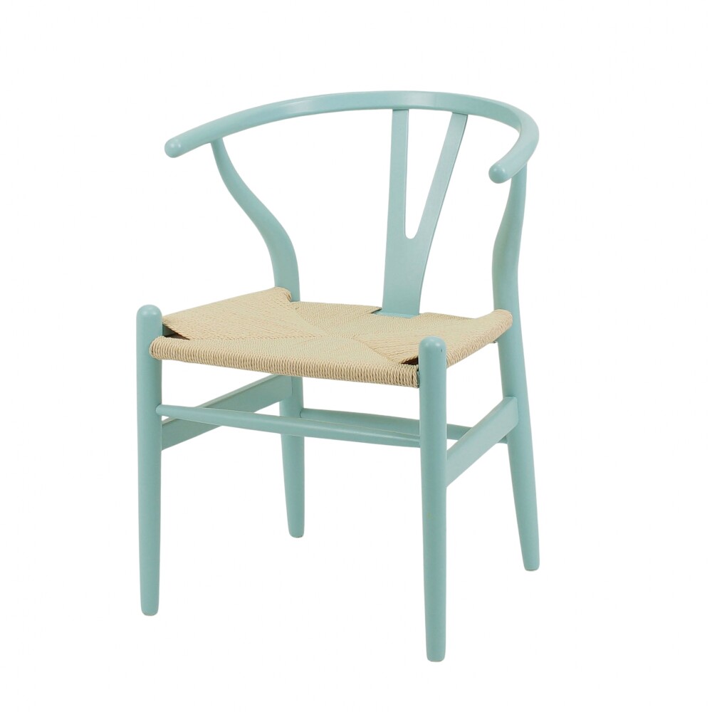 Silla Wishbone - Madera de Haya y Rattan natural Celeste
