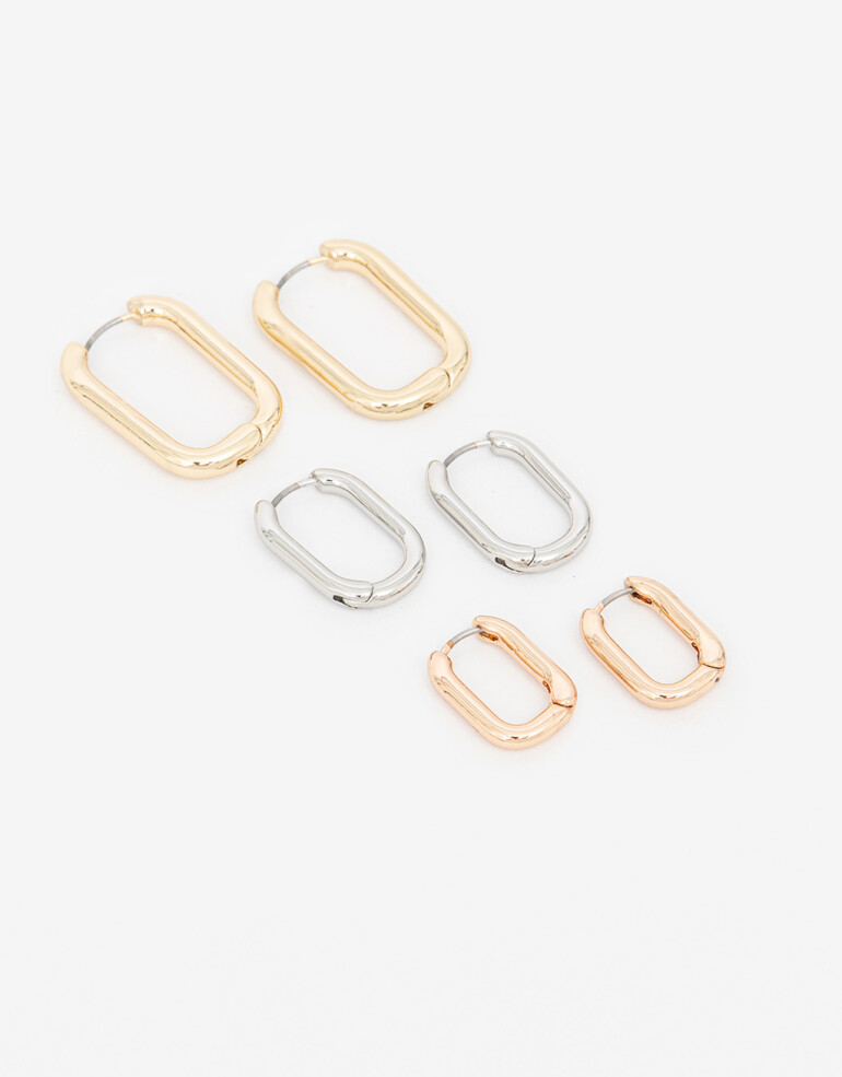 Aros Argollas Set Metal Set De Aros Argolla Combinadas - Dorado