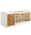 Cuna Convertible con Comoda Integrada 3 Cajones Atlanta Blanco y Marron