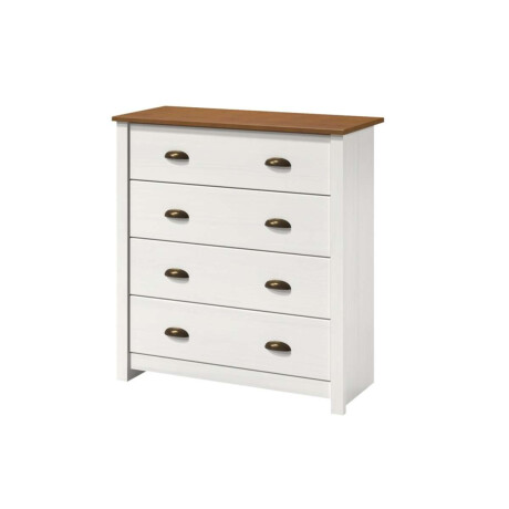 Comoda 4 cajones Madera maciza Linea Colonial Blanco