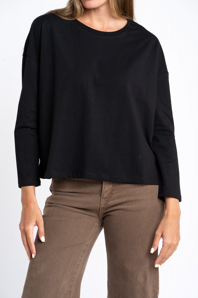 Remera Manga Larga Algodón Elastano Negro