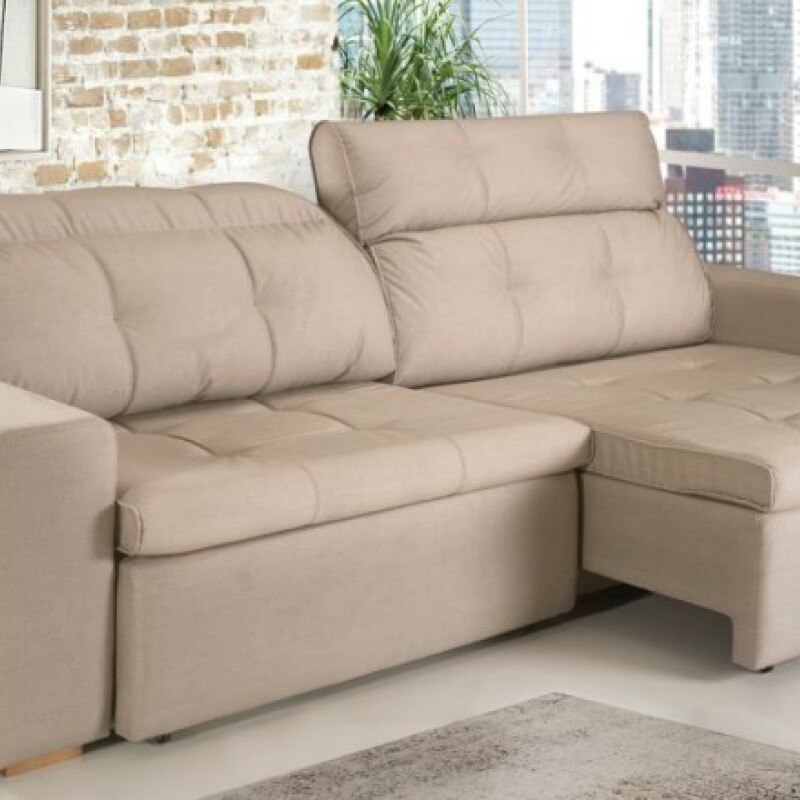 SOFA CHAISE - EXTENSIBLE Y RETRACTIL - TELA BEIGE SOFA CHAISE - EXTENSIBLE Y RETRACTIL - TELA BEIGE
