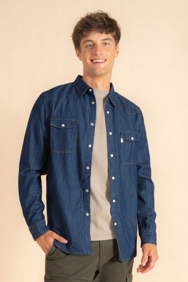 Camisa de jean Azul