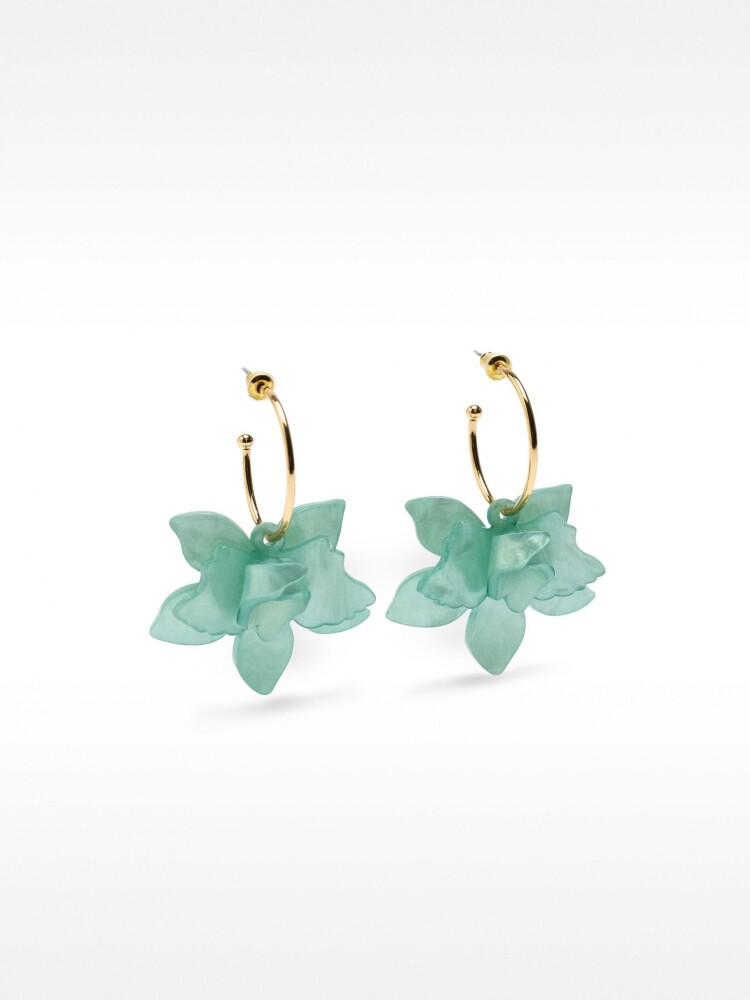 Aros Abiertos Con Maxi Flor azul