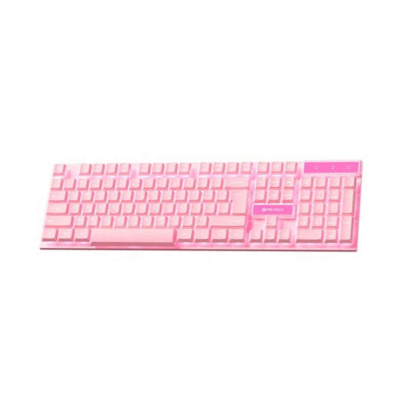 SETGAMER FANTECH TECLADO, MOUSE+PAD, AURICULARES Y SOPORTE Rosa