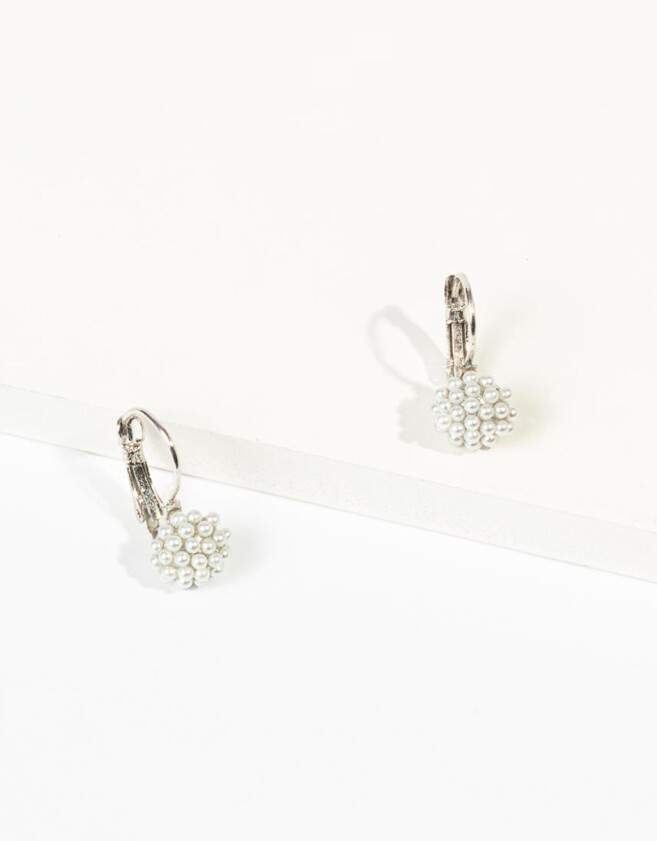 Aros Colgantes Cortos Perlas Aros Colgantes Con Perlas - Plateado