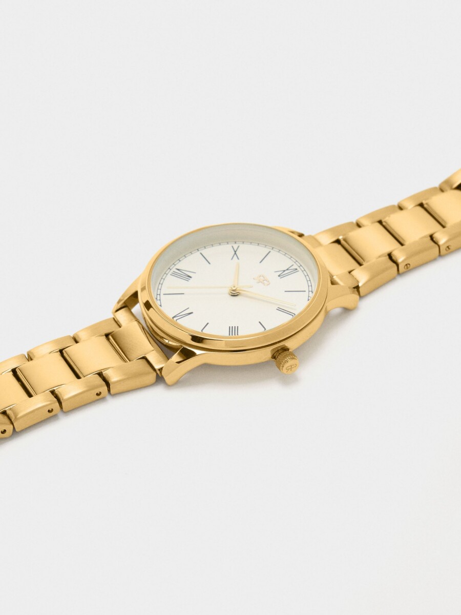 Reloj Redondo Con Pulsera De Acero Inoxidable dorado
