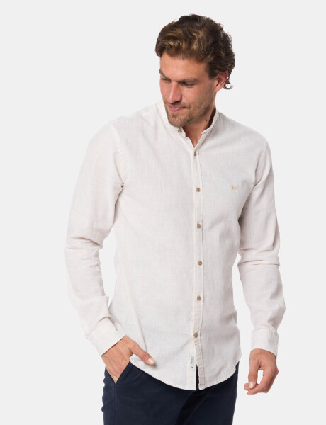 CAMISA DE LINO CUELLO MAO Beige