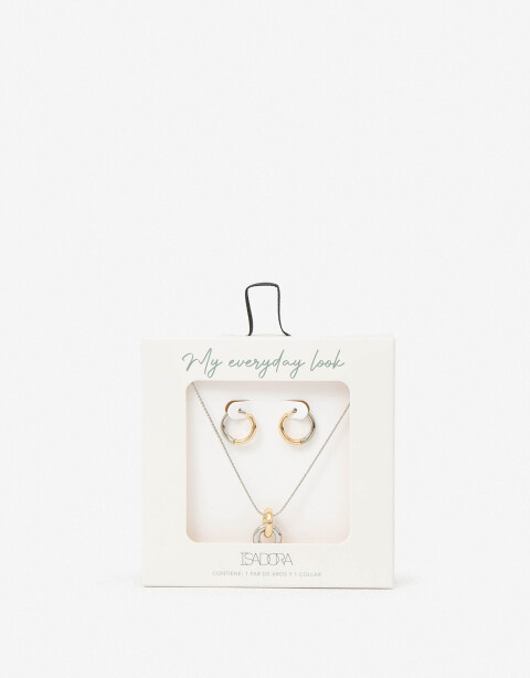 Bijouterie Set Sets temáticos Set De Collar Y Aros Metal Biplating - Dorado