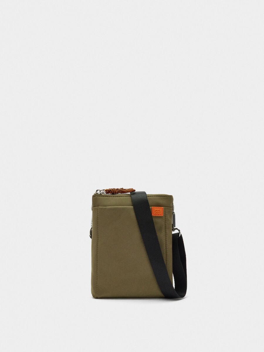 Bolso Bandolera Doble De Nylon caqui