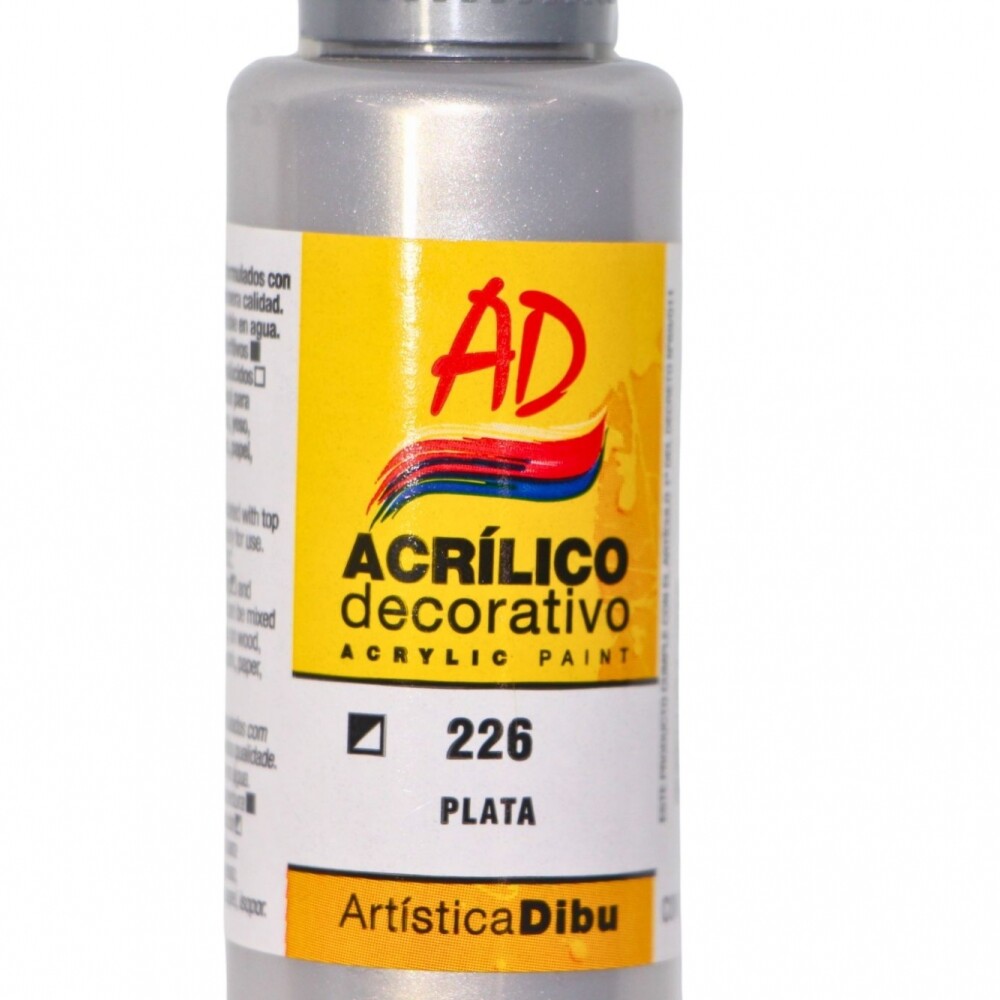 PINTURA ACRILICA ARTISTICA DIBU 60 ML. DIFERENTES COLORES COLOR PLATA 226