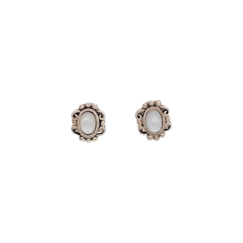 Caravanas Oval-Plata 925-Piedra Nacar-CA3356 conpiedra