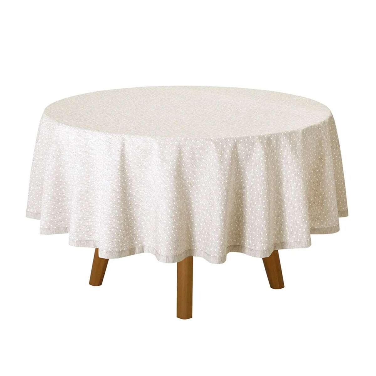 Mantel Redondo Lino Clean Dohler 200 cm - Lunares 