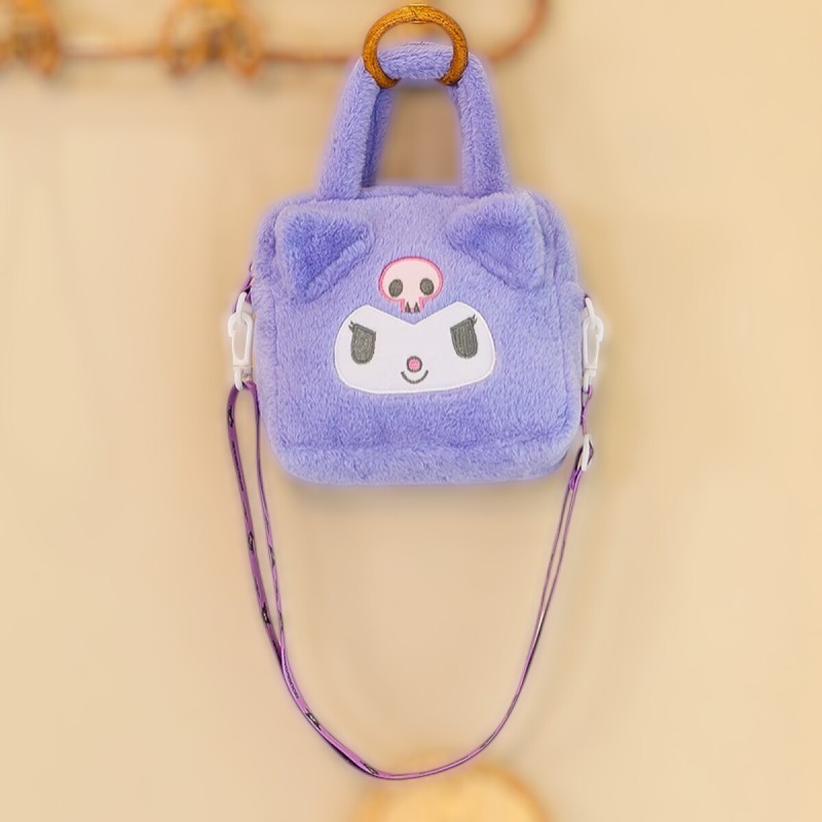 Bolso Infantil De Peluche - Kuromi Con Lazo 