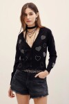 CARDIGAN HOTFIX HEARTS Negro