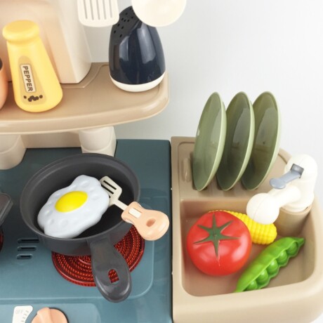 Juego de Cocina Infantil con Sonido, Luz, Agua y 29 Accesorios Azul