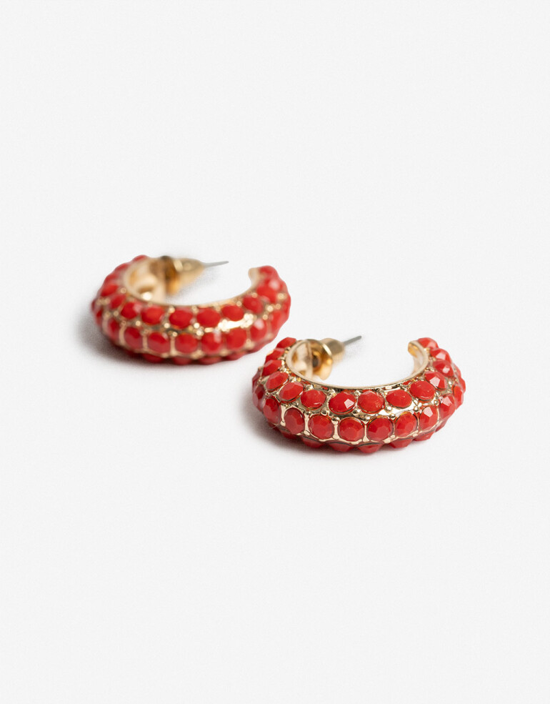 Aros Argollas Strass Argollas Strass - Rojo Medio