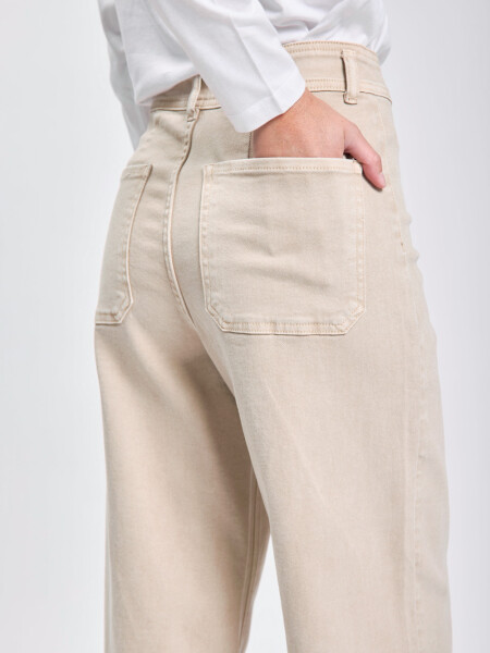 Pantalón jean ancho Beige