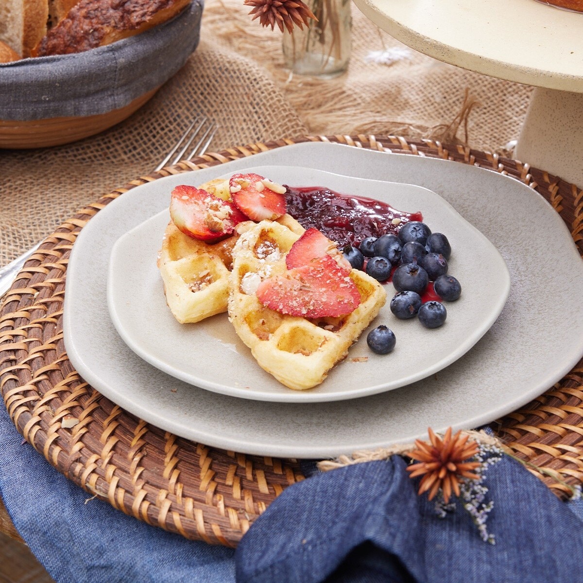 Plato Postre Concreto Reactivo 19.8 cm Gris Loza 