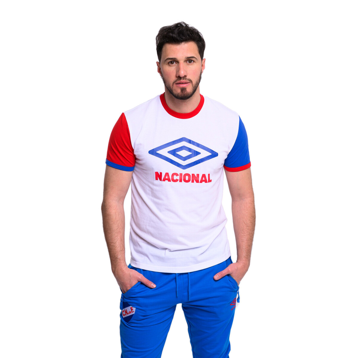 Remera de Hombre Umbro Nacional Combined - Blanco - Rojo - Azul Francia 