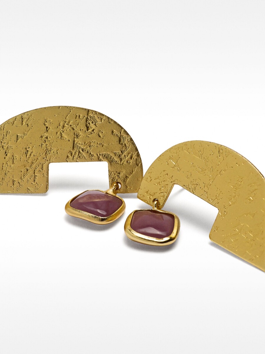 Pendientes Geométricos Con Piedra violeta