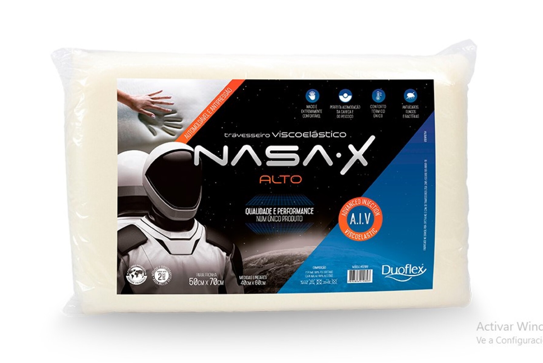 Almohada NASA X Alto – Espuma Viscoelástica con Memoria 