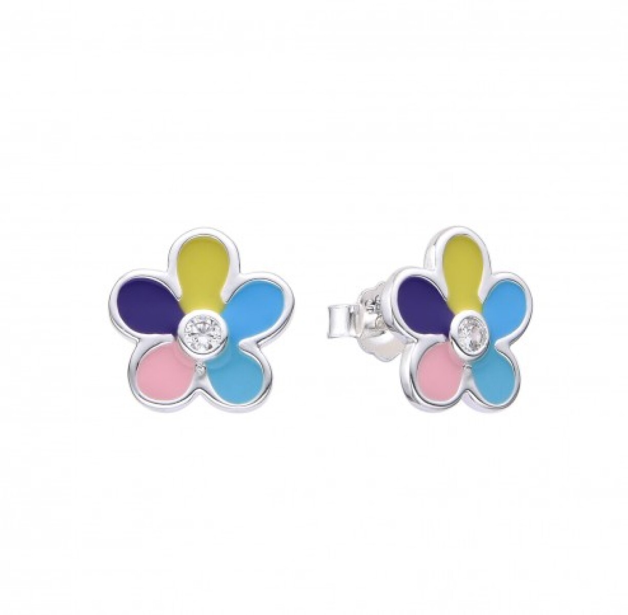 Par de caravanas infantiles en plata 925, FLOR. 