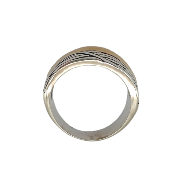 Anillo Labrado-Plata y Oro-Sin Piedra-AN5020 sinpiedra