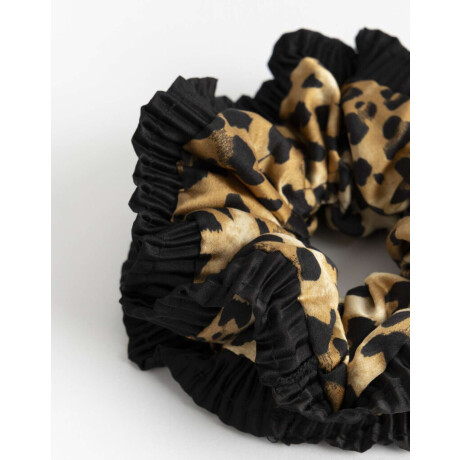 Scrunchie Plisado Animal Print Combinacion Bicolor