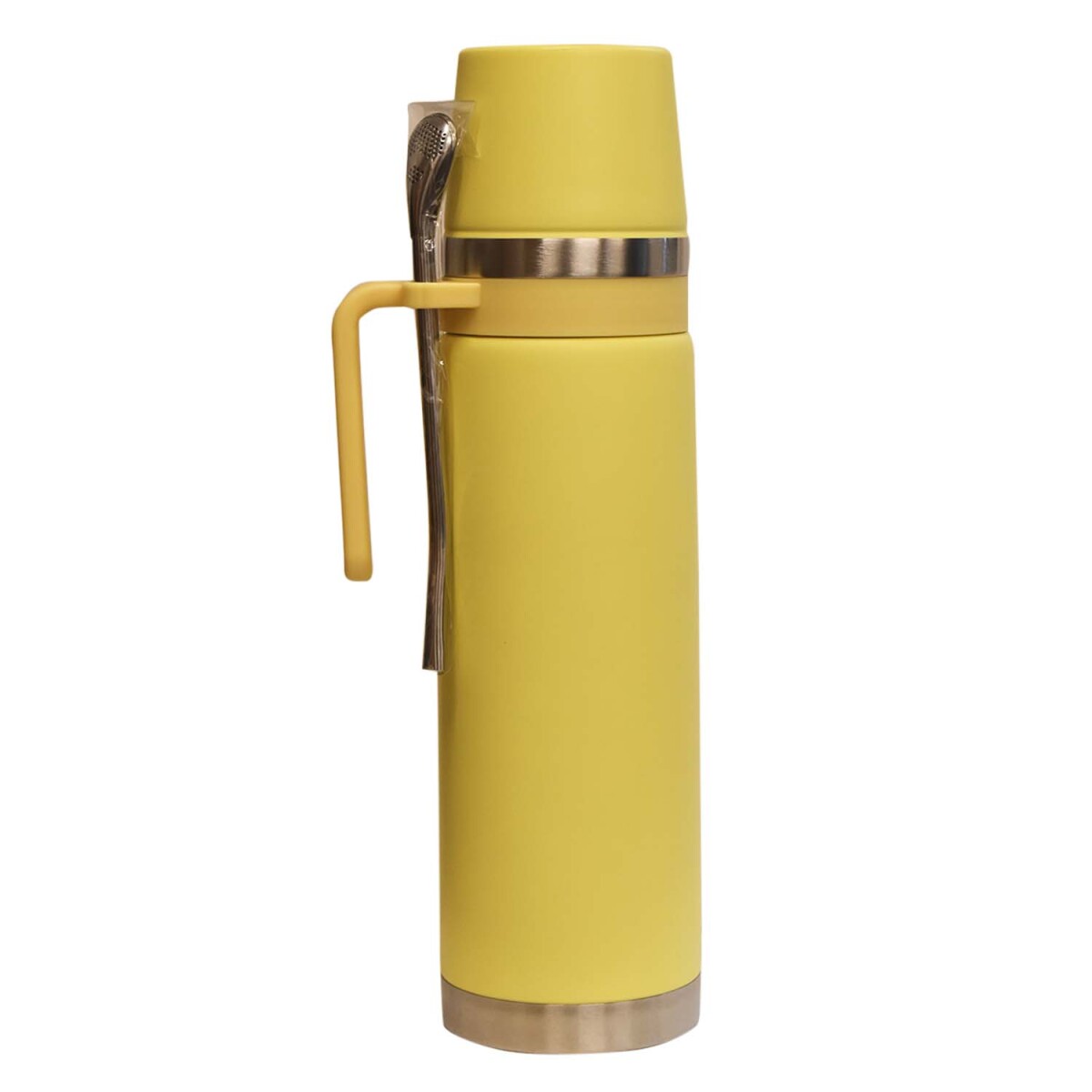 Termo Comet en Acero Inoxidable 1Lt con Tapa Mate y Bombilla - Amarillo 