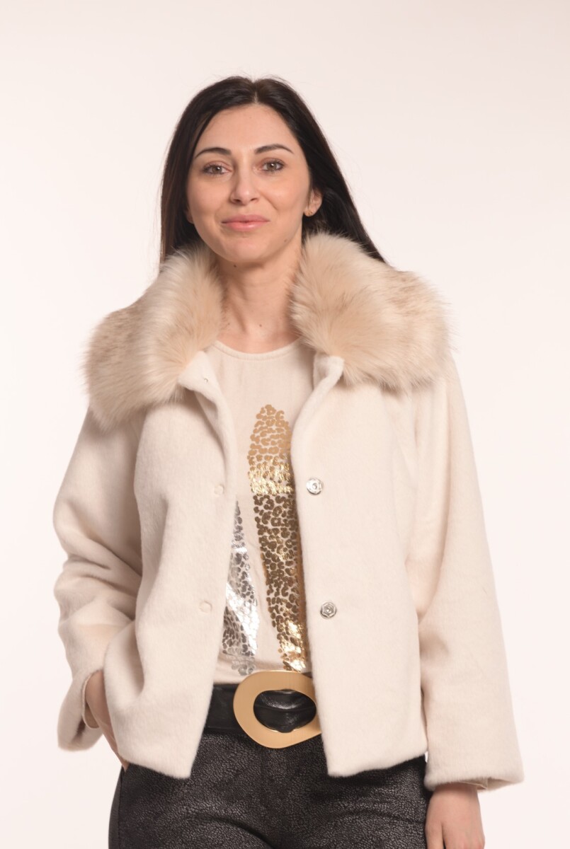 CHAQUETA REGINA LISO ECO PIEL - CRUDO 